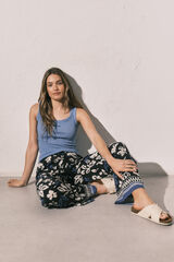 Women'secret Pantalon long imprim&eacute; floral bleu bleu