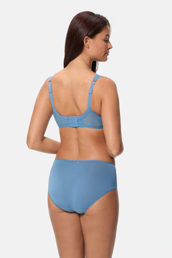 Playtex Calcinha midi renda floral azul