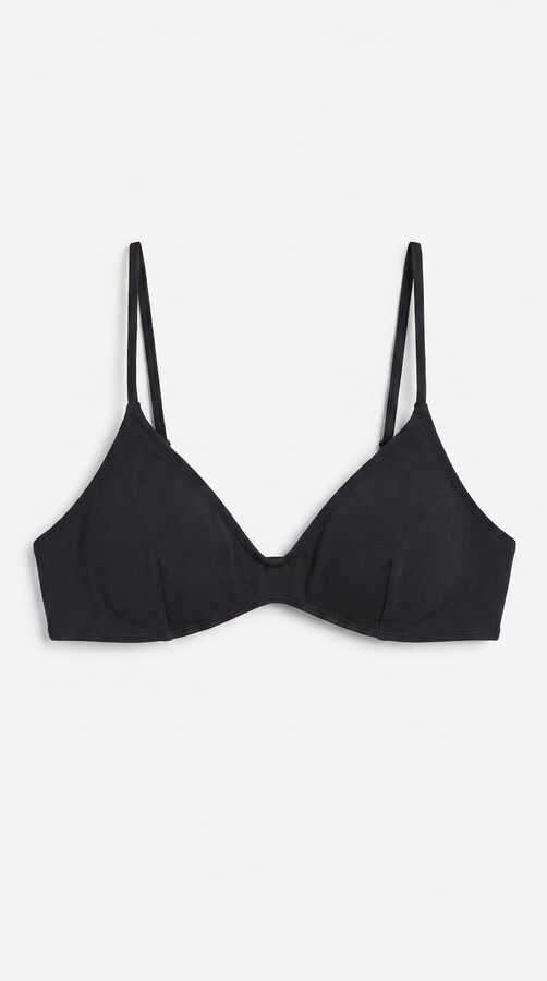 HI&BYE Schwarzes einfarbiges V-Ausschnitt-Bikinitop Schwarz