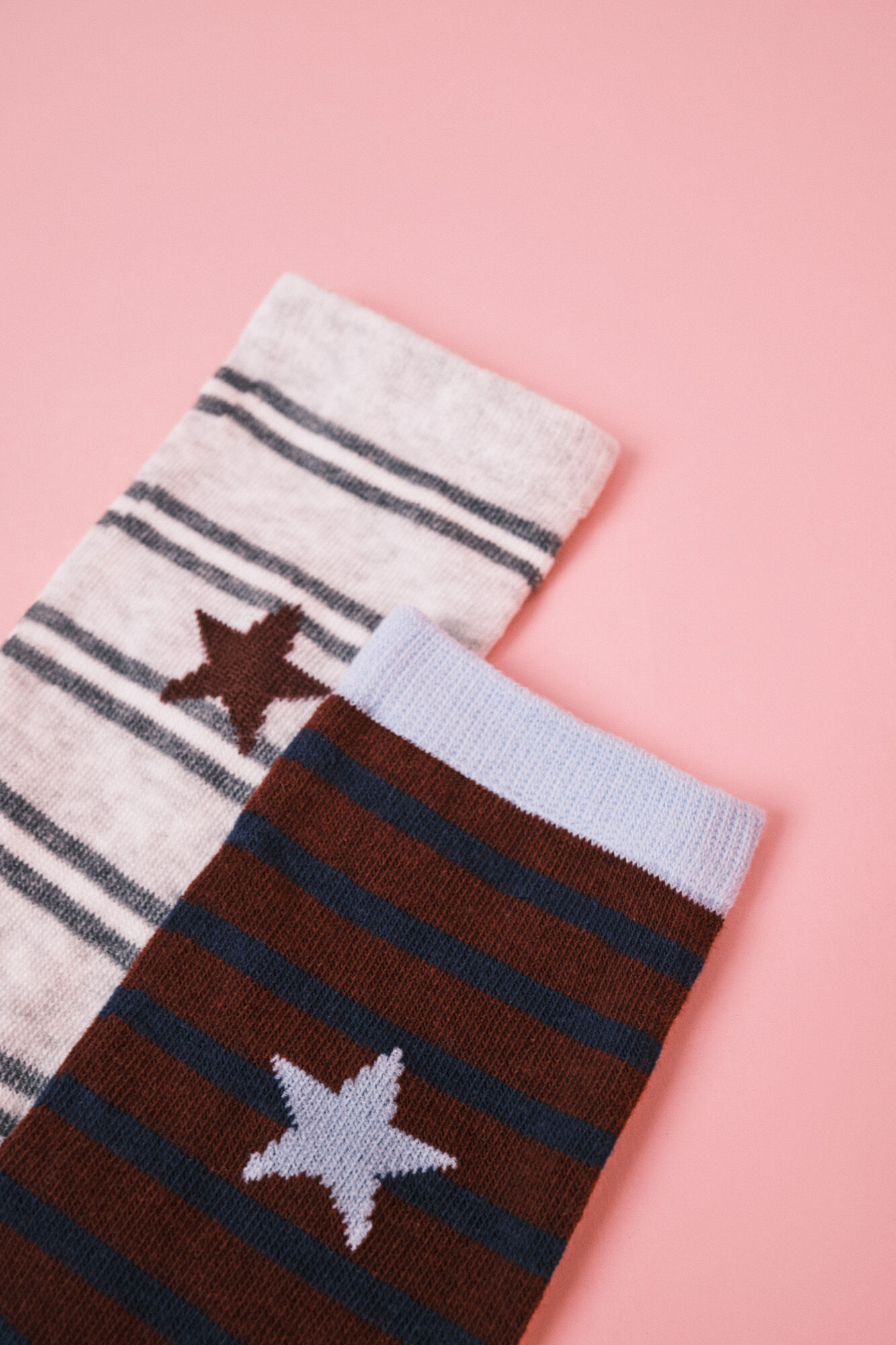 HI&BYE Burgundy and grey striped 2-pack socks