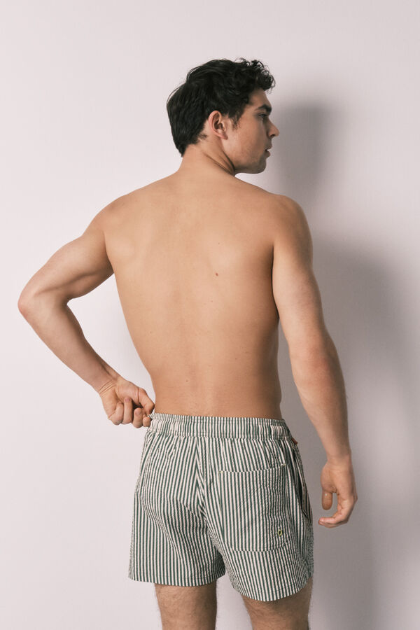 Women'secret Green striped print men's swimwear green