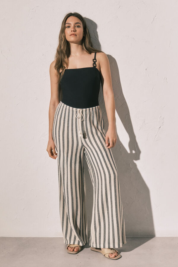 Women'secret Striped long trousers blue