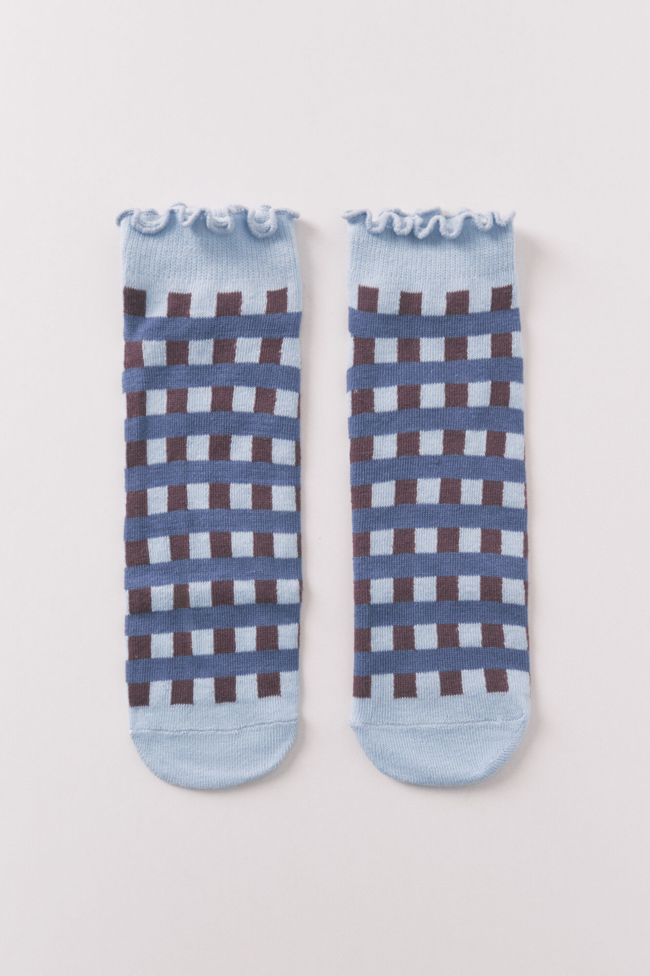 Women'secret Blue short plaid print socks