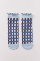 Women'secret Blue short plaid print socks blue