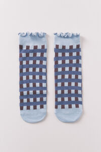 Women'secret Blue short plaid print socks