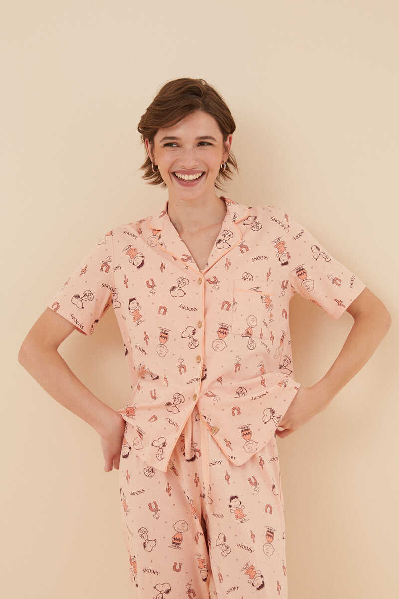 Womensecret Classic pink Snoopy pyjamas in 100% cotton pink