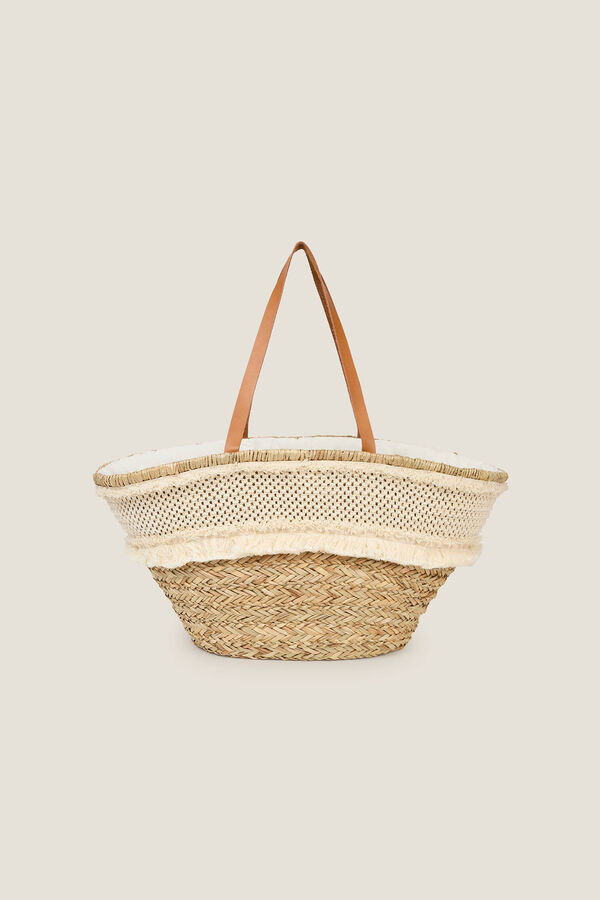 Womensecret Crochet basket beach bag beige