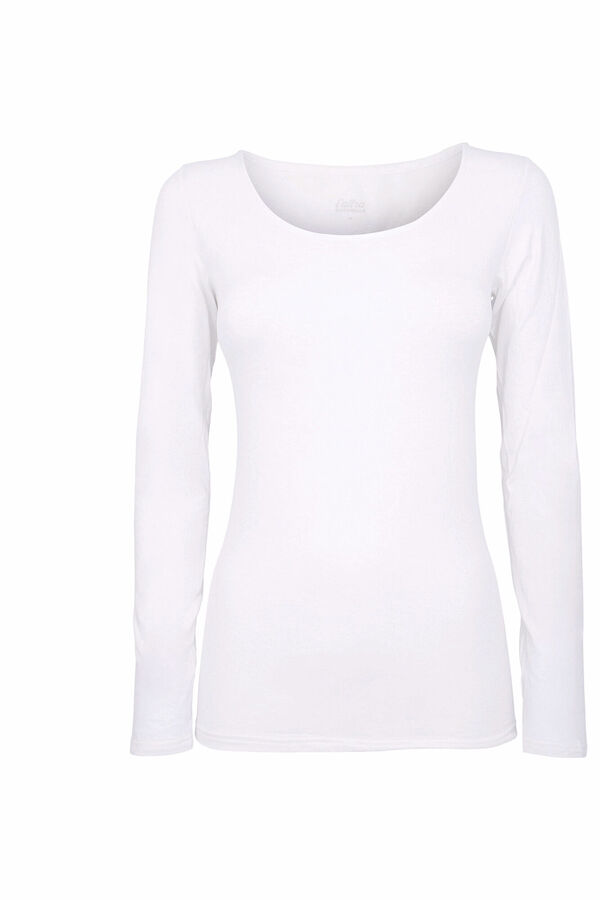 Cotonella Women's thermal round neck long-sleeved T-shirt white