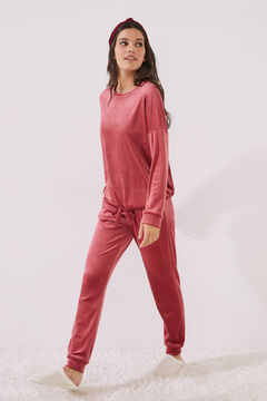 Womensecret Pyjama long velours brillant rouge rouge