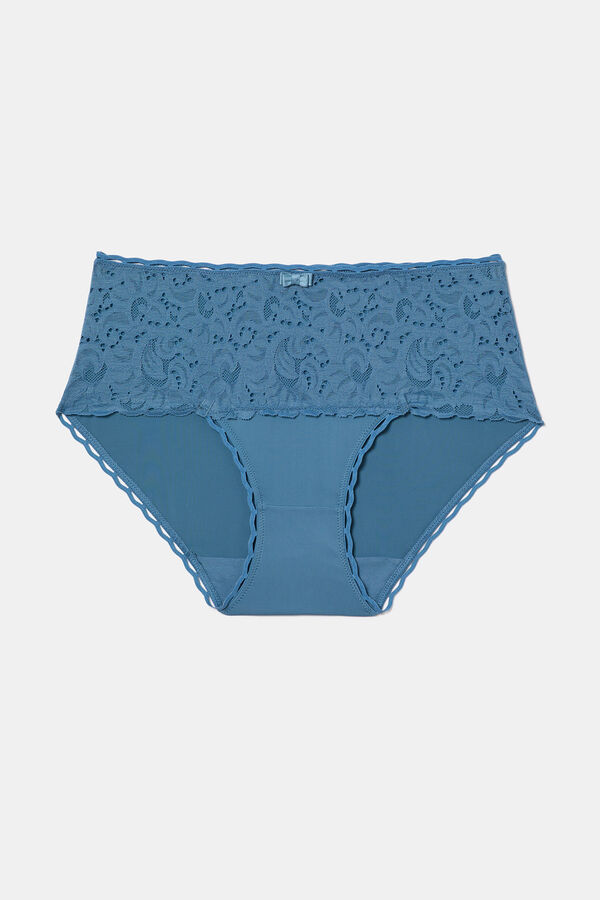 Playtex Calcinha midi renda floral azul