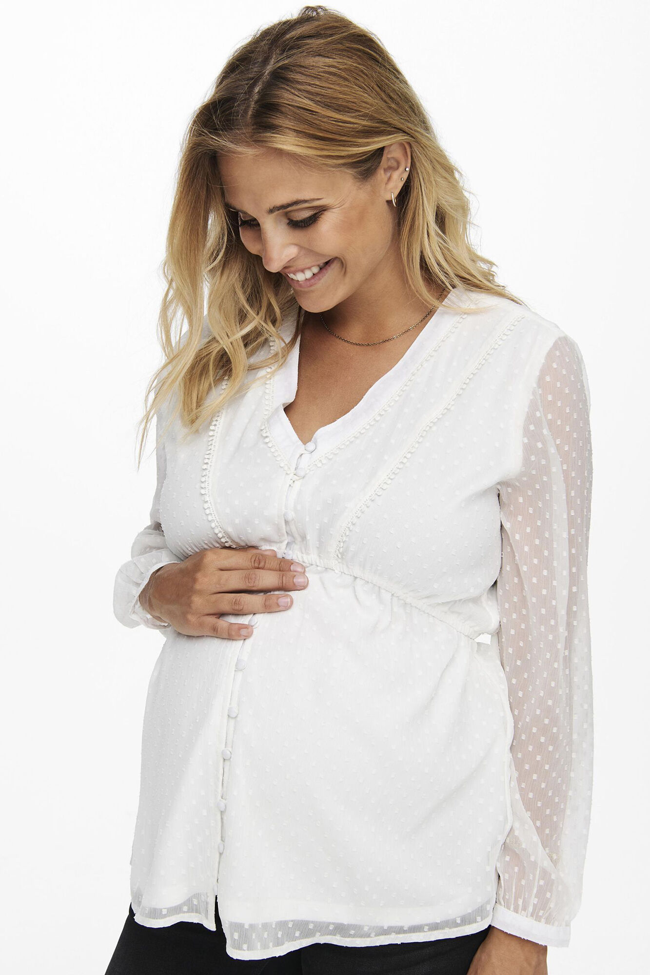 Only Maternity Camisa premam&aacute; de encaje mangas anchas
