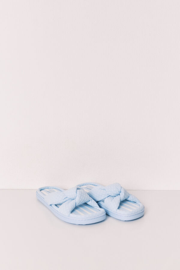 Women'secret Blue volume tie slippers blue