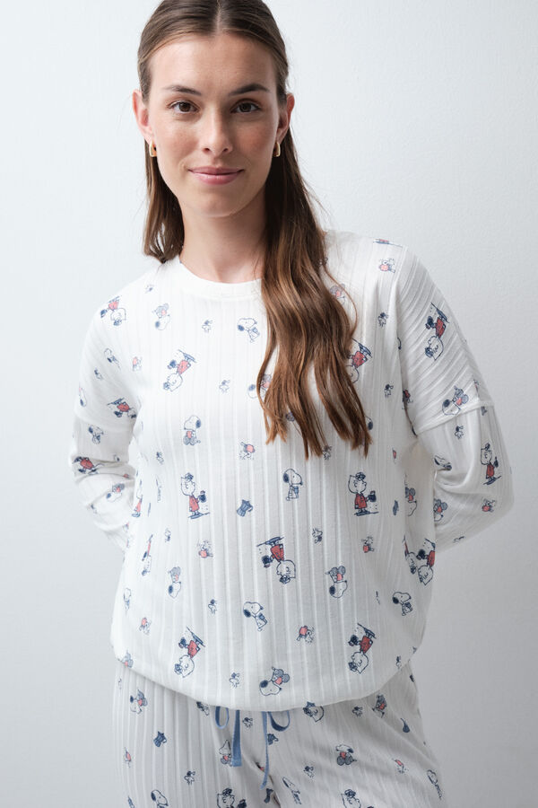 Women'secret White long pyjamas Snoopy beige