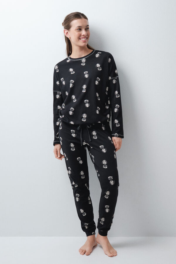 Women'secret Snoopy Halloween cotton long pyjamas black