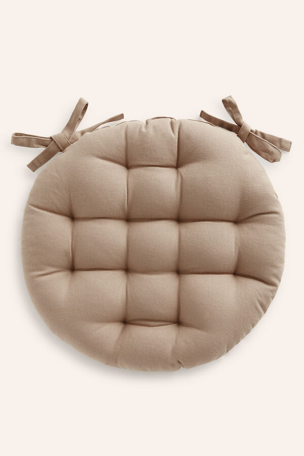 Womensecret Gavema round washable stone-coloured cotton seat cushion grey