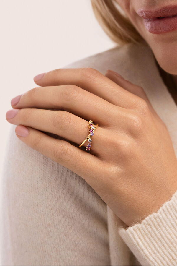 Singularu Anillo Estelar Cross Ba&ntilde;o oro amarillo