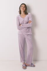 Women'secret Long lilac velvet pajamas pink