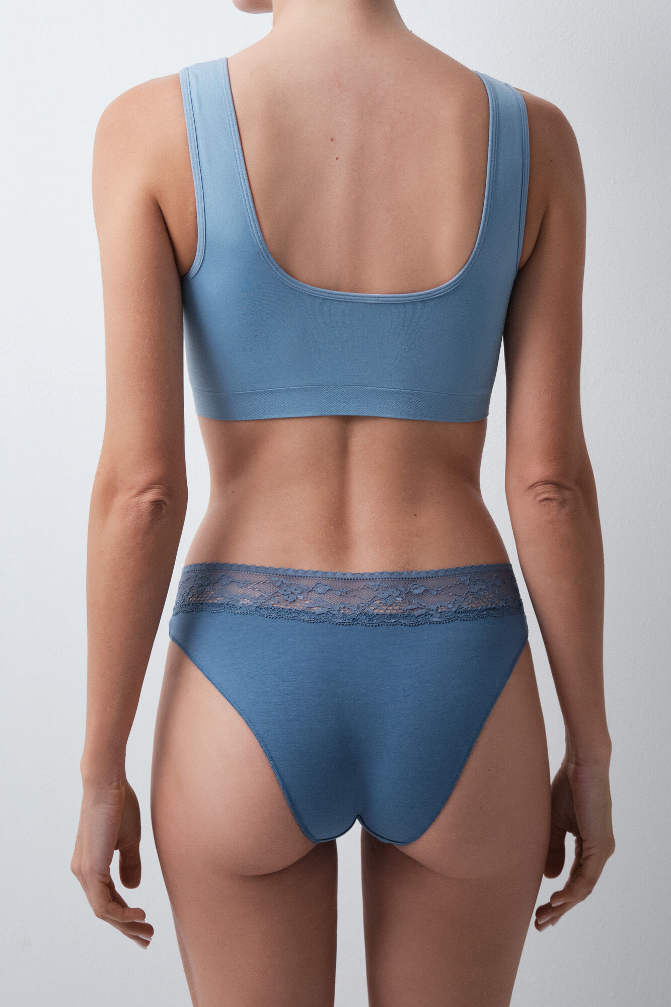 Women'secret Braga cl&aacute;sica algod&oacute;n encaje azul