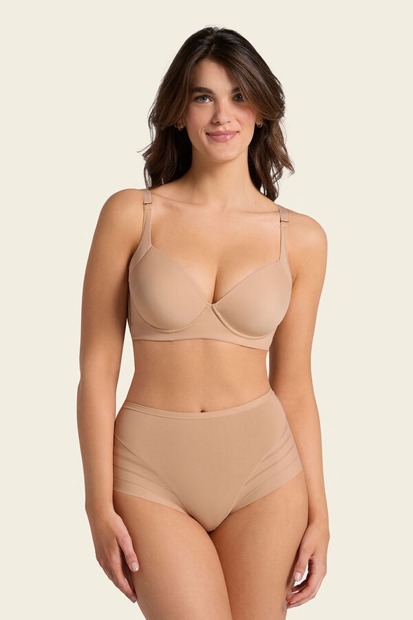 Leonisa Braga faja cl&aacute;sica con control moderado de abdomen y bandas en tul beige