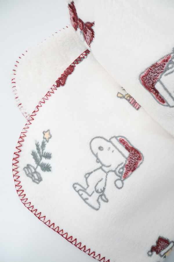 Women'secret Snoopy Christmas fleece blanket beige