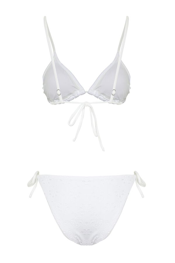 Trendyol Brocade triangle bikini set white