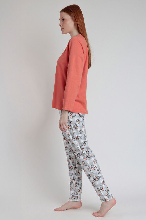 Admas Women's long pyjamas with Tambor bambi print pomarańczowy