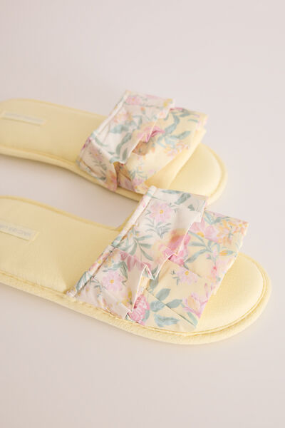 Womensecret Yellow floral open slippers printed