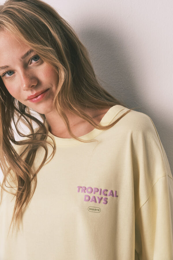 HI&BYE Pijama corto 100% algod&oacute;n rayas amarillo amarillo