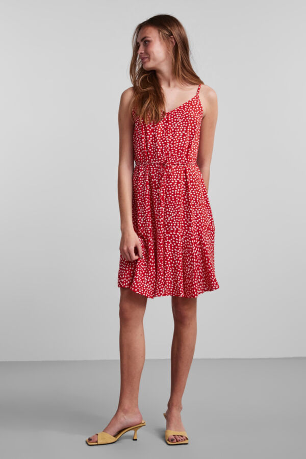 Pieces Kurzes Tr&auml;gerkleid Rot