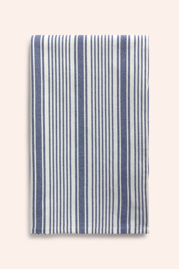 Calma House Haiti blue striped recycled cotton quilt blue