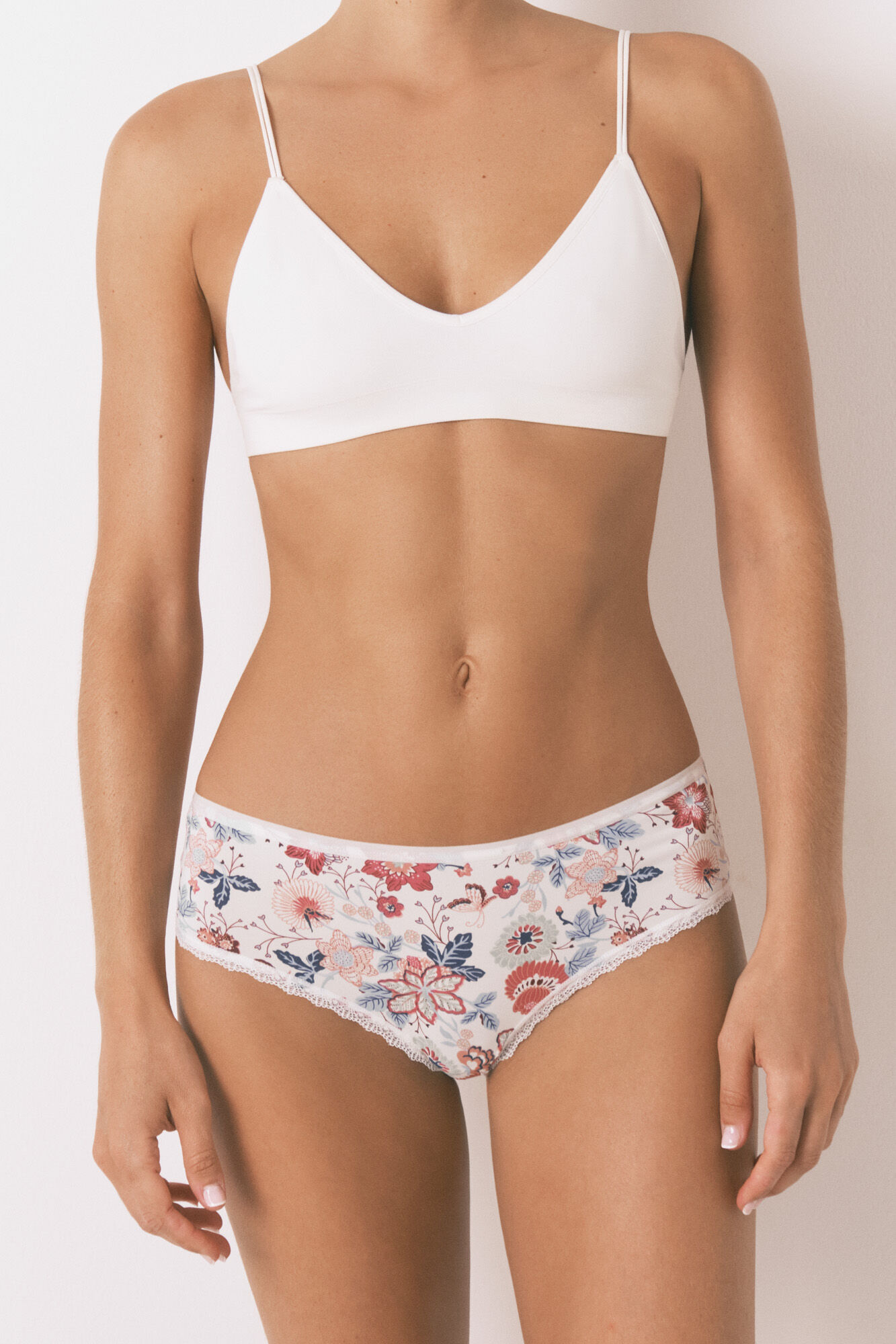 Women'secret Culotte br&eacute;silienne large en microfibre imprim&eacute;e ivoire