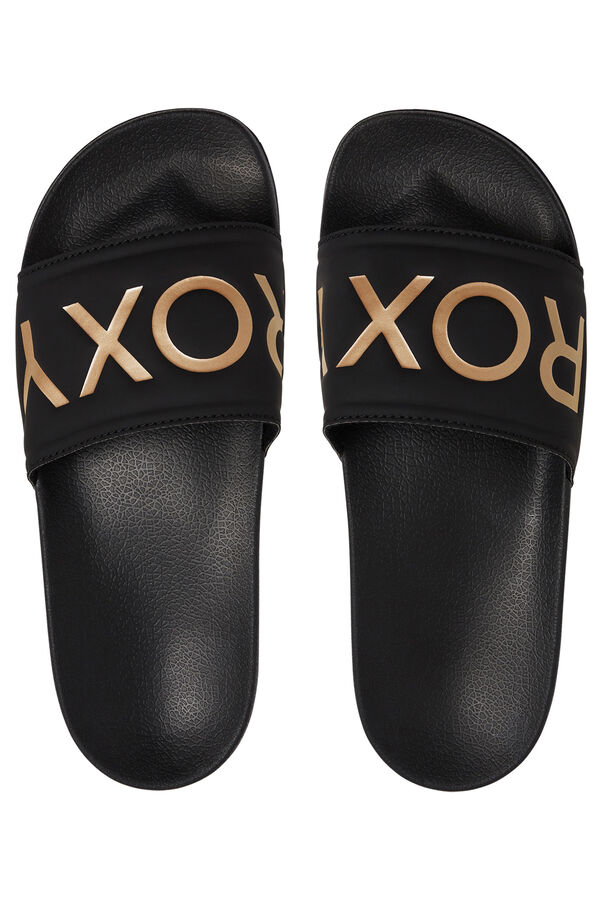 Roxy Rubber embossed logo sandal grey