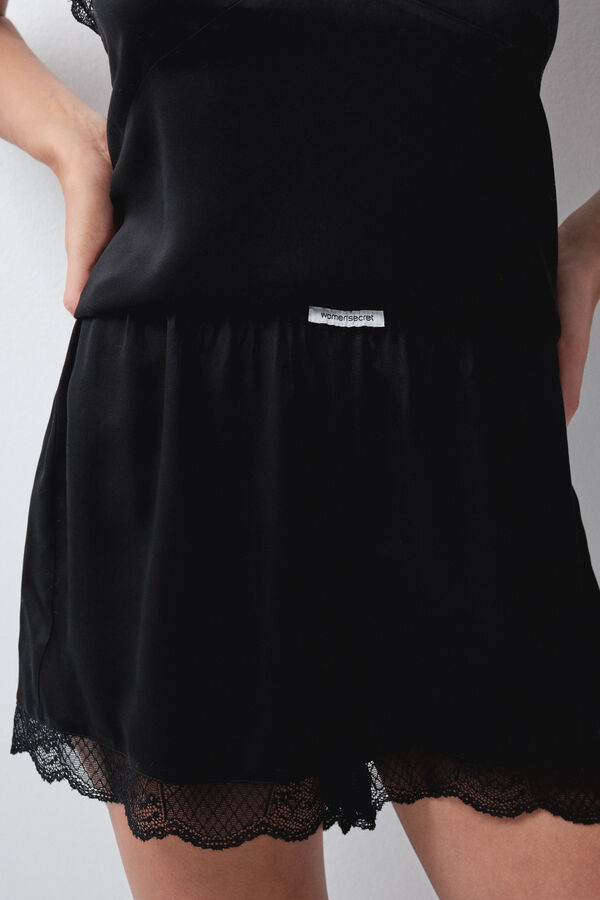 Women'secret Pyjama court &agrave; bretelles en dentelle noir noir