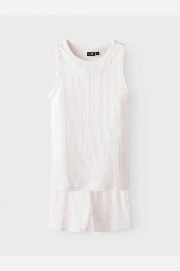 Lmtd Conjunto pijama corto sin mangas pointelle rosa