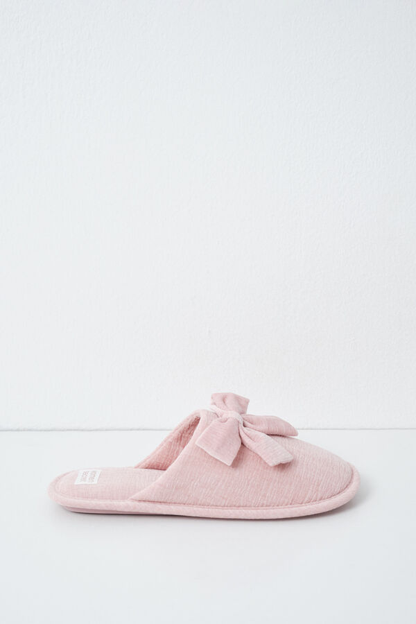 Women'secret Pink velvet bow slippers pink