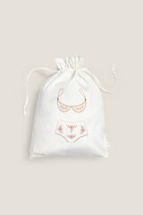 Textura Bolsa algod&oacute;n plastificada bordada blanco