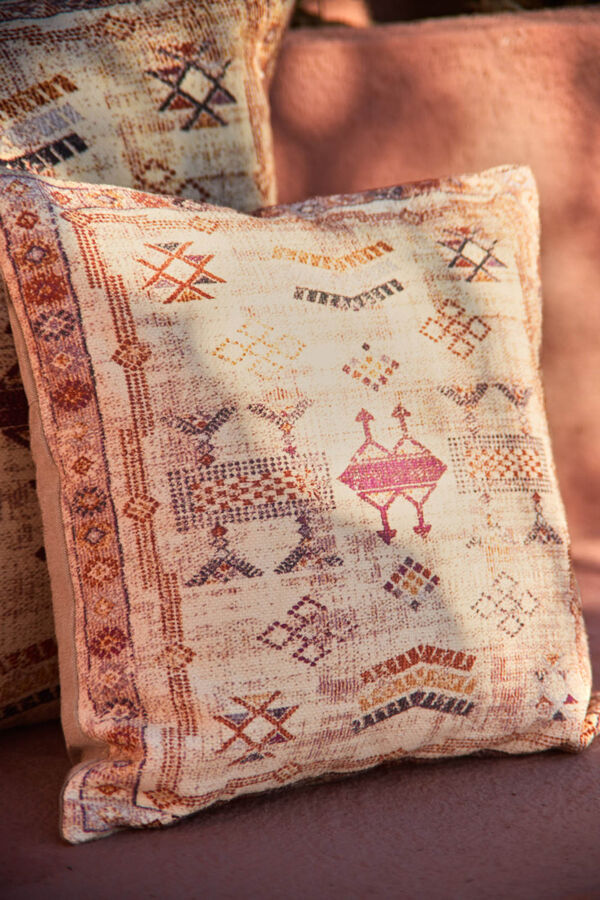 Calma House Tanger brown printed cushion cover nude