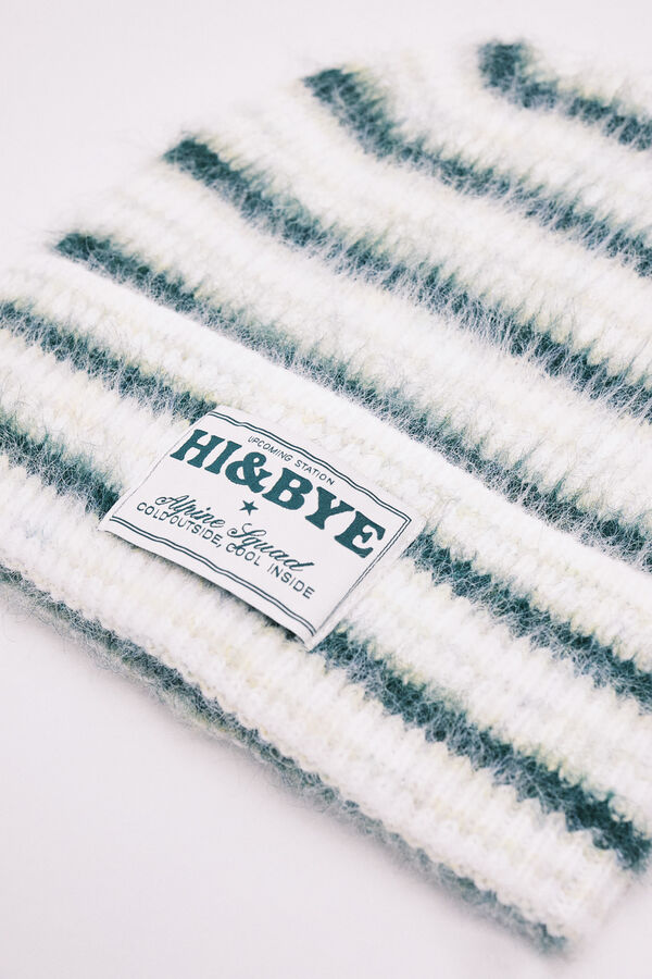 HI&BYE Bonnet en maille &agrave; rayures vert vert