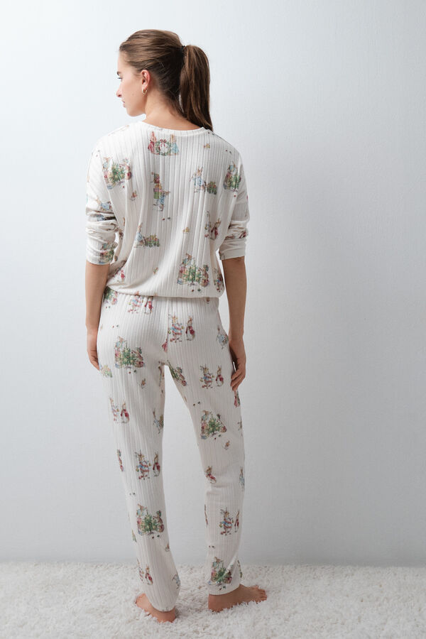 Women'secret Petter Rabbit print long pyjamas white