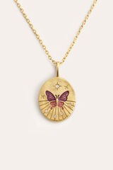 Womensecret Medallion Butterfly gold-plated rose necklace Žuta