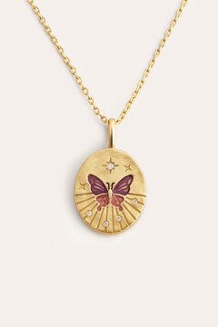 Womensecret Halskette Medallion Butterfly Rose vergoldet mit Print