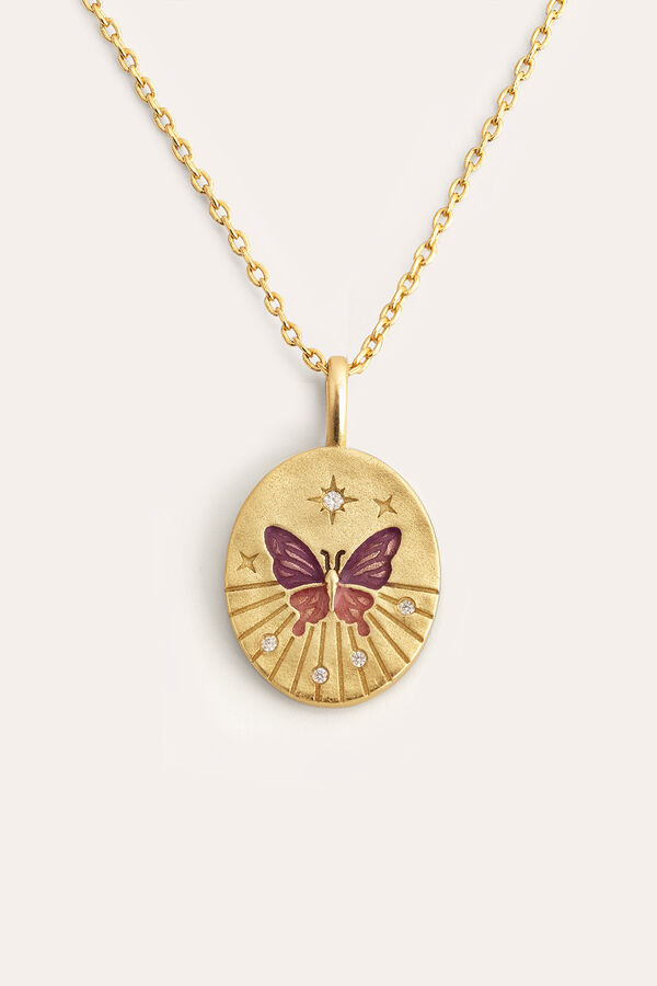 Womensecret Collar Medallion Butterfly Rose Baño Oro amarillo
