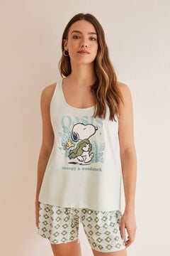 Womensecret Pyjama 100 % coton bretelles Snoopy vert