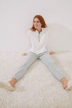 Womensecret Long white fleece pyjamas beige