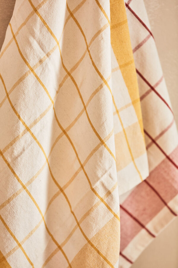 Calma House Aveiro set of 2 mustard check tea towels printed