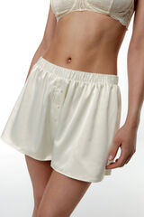 Black Limba Short satinado con encaje Ida Gardenia marfil