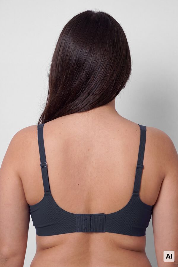 Women'secret Blue ribbed microfibre halterneck top bra blue