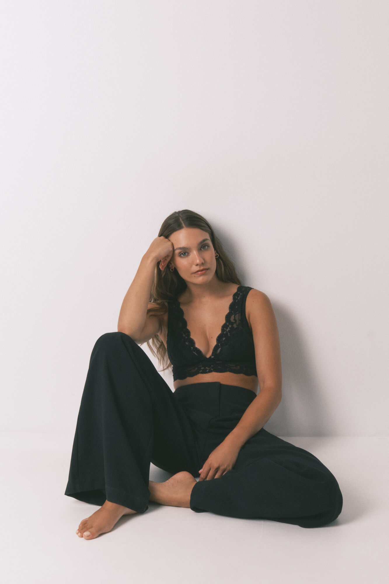 Women'secret Sujetador bralette halter encaje negro