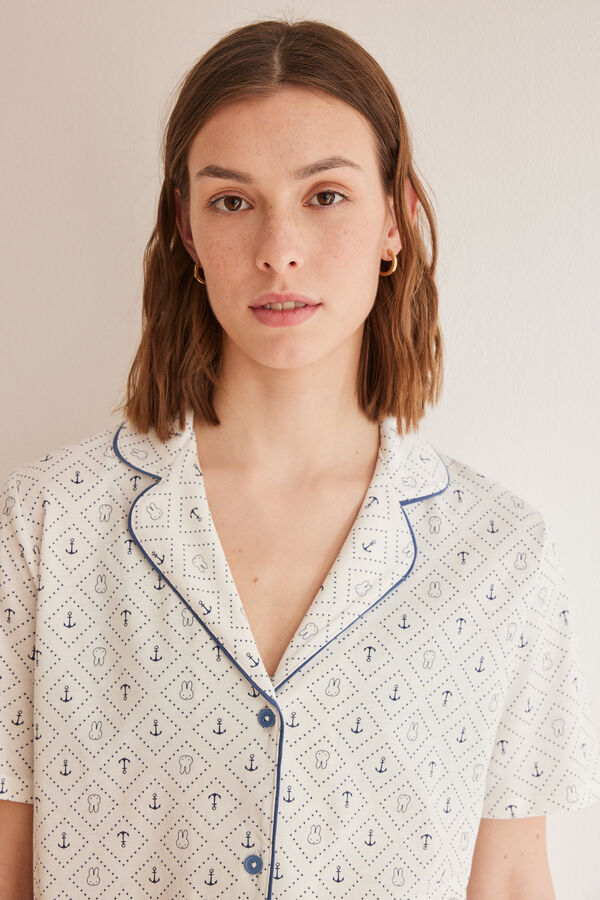 Womensecret Miffy-mintás, inges pizsama 100% pamutból fehér