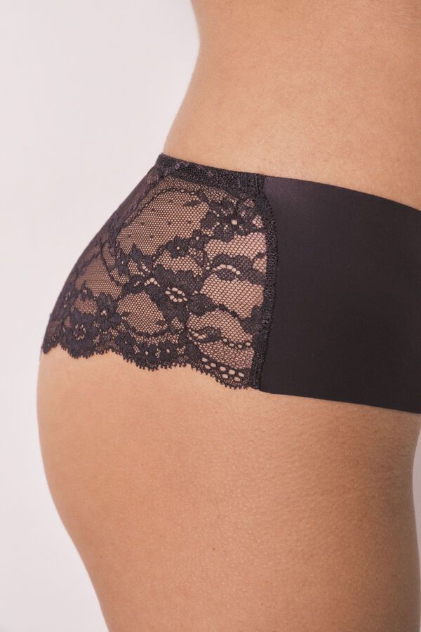 Women'secret Culotte br&eacute;silienne en microfibre et dentelle violette rose